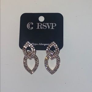 Gold crystal long earrings
